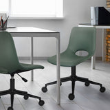 Darrahopens Furniture > Office > Office & Desk Chairs 2 Set Office Desk Chair - PU Leather Home Swivel Chair Cut-Out Seat HALO GREEN