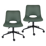 Darrahopens Furniture > Office > Office & Desk Chairs 2 Set Office Desk Chair - PU Leather Home Swivel Chair Cut-Out Seat HALO GREEN