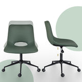 Darrahopens Furniture > Office > Office & Desk Chairs 2 Set Office Desk Chair - PU Leather Home Swivel Chair Cut-Out Seat HALO GREEN