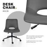 Darrahopens Furniture > Office > Office & Desk Chairs 2 Set Office Desk Chair - PU Leather Home Swivel Chair Cut-Out Seat HALO GREY