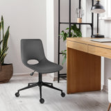 Darrahopens Furniture > Office > Office & Desk Chairs 2 Set Office Desk Chair - PU Leather Home Swivel Chair Cut-Out Seat HALO GREY