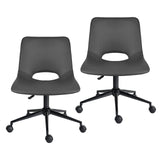 Darrahopens Furniture > Office > Office & Desk Chairs 2 Set Office Desk Chair - PU Leather Home Swivel Chair Cut-Out Seat HALO GREY