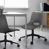 Darrahopens Furniture > Office > Office & Desk Chairs 2 Set Office Desk Chair - PU Leather Home Swivel Chair Cut-Out Seat HALO GREY
