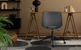 Darrahopens Furniture > Office > Office & Desk Chairs 2 Set Office Desk Chair - PU Leather Home Swivel Chair Cut-Out Seat HALO GREY