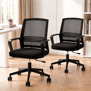 Darrahopens Furniture > Office > Office & Desk Chairs Artiss 2x Ergonomic Office Chair Mesh Mid Back Home Office Desk Chairs with Lumbar Support Black In Australia - Darrahopens