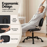 Darrahopens Furniture > Office > Office & Desk Chairs Artiss Armless Office Chair with Wheels, Ergonomic PU Leather Office Desk Chair, Height Adjustable 360° Swivel Computer Task Chair for Home Office, Study Room & Small Space, Black