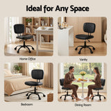 Darrahopens Furniture > Office > Office & Desk Chairs Artiss Armless Office Chair with Wheels, Ergonomic PU Leather Office Desk Chair, Height Adjustable 360° Swivel Computer Task Chair for Home Office, Study Room & Small Space, Black