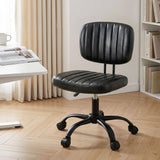 Darrahopens Furniture > Office > Office & Desk Chairs Artiss Armless Office Chair with Wheels, Ergonomic PU Leather Office Desk Chair, Height Adjustable 360° Swivel Computer Task Chair for Home Office, Study Room & Small Space, Black