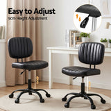 Darrahopens Furniture > Office > Office & Desk Chairs Artiss Armless Office Chair with Wheels, Ergonomic PU Leather Office Desk Chair, Height Adjustable 360° Swivel Computer Task Chair for Home Office, Study Room & Small Space, Black
