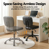 Darrahopens Furniture > Office > Office & Desk Chairs Artiss Armless Office Chair with Wheels, Ergonomic PU Leather Office Desk Chair, Height Adjustable 360° Swivel Computer Task Chair for Home Office, Study Room & Small Space, Black