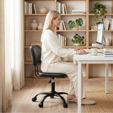 Darrahopens Furniture > Office > Office & Desk Chairs Artiss Armless Office Chair with Wheels, Ergonomic PU Leather Office Desk Chair, Height Adjustable 360° Swivel Computer Task Chair for Home Office, Study Room & Small Space, Black