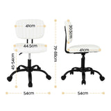 Darrahopens Furniture > Office > Office & Desk Chairs Artiss Armless Office Chair with Wheels, Ergonomic PU Leather Office Desk Chair, Height Adjustable 360° Swivel Computer Task Chair for Home Office, Study Room & Small Space, White