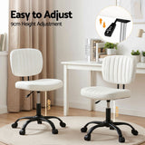 Darrahopens Furniture > Office > Office & Desk Chairs Artiss Armless Office Chair with Wheels, Ergonomic PU Leather Office Desk Chair, Height Adjustable 360° Swivel Computer Task Chair for Home Office, Study Room & Small Space, White