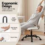 Darrahopens Furniture > Office > Office & Desk Chairs Artiss Armless Office Chair with Wheels, Ergonomic PU Leather Office Desk Chair, Height Adjustable 360° Swivel Computer Task Chair for Home Office, Study Room & Small Space, White