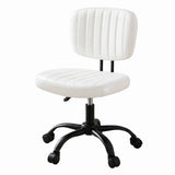 Darrahopens Furniture > Office > Office & Desk Chairs Artiss Armless Office Chair with Wheels, Ergonomic PU Leather Office Desk Chair, Height Adjustable 360° Swivel Computer Task Chair for Home Office, Study Room & Small Space, White