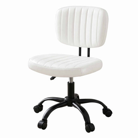 Darrahopens Furniture > Office > Office & Desk Chairs Artiss Armless Office Chair with Wheels, Ergonomic PU Leather Office Desk Chair, Height Adjustable 360° Swivel Computer Task Chair for Home Office, Study Room & Small Space, White