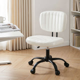 Darrahopens Furniture > Office > Office & Desk Chairs Artiss Armless Office Chair with Wheels, Ergonomic PU Leather Office Desk Chair, Height Adjustable 360° Swivel Computer Task Chair for Home Office, Study Room & Small Space, White