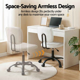 Darrahopens Furniture > Office > Office & Desk Chairs Artiss Armless Office Chair with Wheels, Ergonomic PU Leather Office Desk Chair, Height Adjustable 360° Swivel Computer Task Chair for Home Office, Study Room & Small Space, White