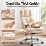 Darrahopens Furniture > Office > Office & Desk Chairs Artiss Big & Tall Criss Cross Office Chair with Flip Armrests Foot Rest Reclining Teddy Fleece Beige In Australia - Darrahopens