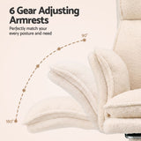 Darrahopens Furniture > Office > Office & Desk Chairs Artiss Big & Tall Criss Cross Office Chair with Flip Armrests Foot Rest Reclining Teddy Fleece Beige In Australia - Darrahopens