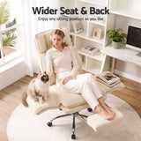 Darrahopens Furniture > Office > Office & Desk Chairs Artiss Big & Tall Criss Cross Office Chair with Flip Armrests Foot Rest Reclining Teddy Fleece Beige In Australia - Darrahopens