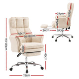 Darrahopens Furniture > Office > Office & Desk Chairs Artiss Big & Tall Criss Cross Office Chair with Flip Armrests Foot Rest Reclining Teddy Fleece Beige In Australia - Darrahopens