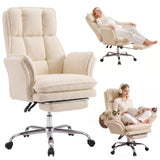 Darrahopens Furniture > Office > Office & Desk Chairs Artiss Big & Tall Criss Cross Office Chair with Flip Armrests Foot Rest Reclining Teddy Fleece Beige In Australia - Darrahopens