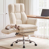 Darrahopens Furniture > Office > Office & Desk Chairs Artiss Big & Tall Criss Cross Office Chair with Flip Armrests Foot Rest Reclining Teddy Fleece Beige In Australia - Darrahopens