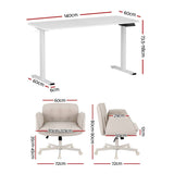 Darrahopens Furniture > Office > Office & Desk Chairs Artiss Criss Cross Chair with Wheels & Adjustable Armrests and Electric Standing Desk 140cm with Memory Presets, Ergonomic Cross Legged Chair and Office Desk Set