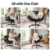 Darrahopens Furniture > Office > Office & Desk Chairs Artiss Criss Cross Chair with Wheels & Adjustable Armrests, Ergonomic Cross Legged Office Desk Chair PU Leather Vanity Chair Swivel for Home, Make Up, Bedroom, Computer, Black