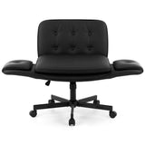 Darrahopens Furniture > Office > Office & Desk Chairs Artiss Criss Cross Chair with Wheels & Adjustable Armrests, Ergonomic Cross Legged Office Desk Chair PU Leather Vanity Chair Swivel for Home, Make Up, Bedroom, Computer, Black