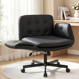 Darrahopens Furniture > Office > Office & Desk Chairs Artiss Criss Cross Chair with Wheels & Adjustable Armrests, Ergonomic Cross Legged Office Desk Chair PU Leather Vanity Chair Swivel for Home, Make Up, Bedroom, Computer, Black