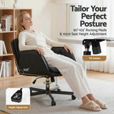 Darrahopens Furniture > Office > Office & Desk Chairs Artiss Criss Cross Chair with Wheels & Adjustable Armrests, Ergonomic Cross Legged Office Desk Chair PU Leather Vanity Chair Swivel for Home, Make Up, Bedroom, Computer, Black