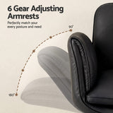 Darrahopens Furniture > Office > Office & Desk Chairs Artiss Criss Cross Chair with Wheels & Adjustable Armrests, Ergonomic Cross Legged Office Desk Chair PU Leather Vanity Chair Swivel for Home, Make Up, Bedroom, Computer, Black
