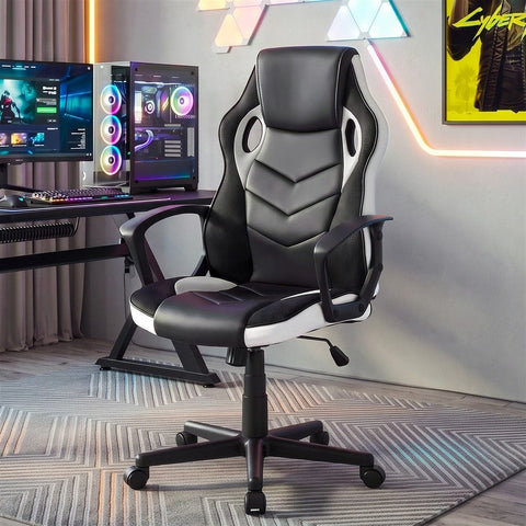 Darrahopens Furniture > Office > Office & Desk Chairs Astiss Gaming Office Chair Desk Racing Computer Chairs Executive Home Black & White In Australia - Darrahopens