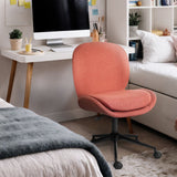 Darrahopens Furniture > Office > Office & Desk Chairs Office Desk Chair - Linen Fabric Armless Swivel Study Seat OVOID EARTHY RED