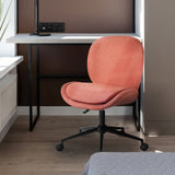 Darrahopens Furniture > Office > Office & Desk Chairs Office Desk Chair - Linen Fabric Armless Swivel Study Seat OVOID EARTHY RED