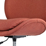 Darrahopens Furniture > Office > Office & Desk Chairs Office Desk Chair - Linen Fabric Armless Swivel Study Seat OVOID EARTHY RED