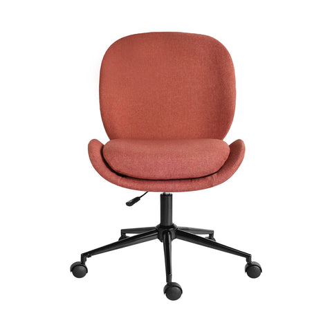 Darrahopens Furniture > Office > Office & Desk Chairs Office Desk Chair - Linen Fabric Armless Swivel Study Seat OVOID EARTHY RED