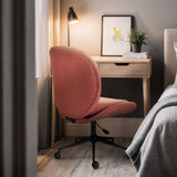Darrahopens Furniture > Office > Office & Desk Chairs Office Desk Chair - Linen Fabric Armless Swivel Study Seat OVOID EARTHY RED