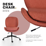 Darrahopens Furniture > Office > Office & Desk Chairs Office Desk Chair - Linen Fabric Armless Swivel Study Seat OVOID EARTHY RED