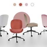 Darrahopens Furniture > Office > Office & Desk Chairs Office Desk Chair - Linen Fabric Armless Swivel Study Seat OVOID EARTHY RED