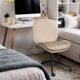 Darrahopens Furniture > Office > Office & Desk Chairs Office Desk Chair - Velvet Armless Swivel Study Seat OVOID PALE KHAKI