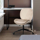 Darrahopens Furniture > Office > Office & Desk Chairs Office Desk Chair - Velvet Armless Swivel Study Seat OVOID PALE KHAKI