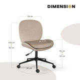 Darrahopens Furniture > Office > Office & Desk Chairs Office Desk Chair - Velvet Armless Swivel Study Seat OVOID PALE KHAKI