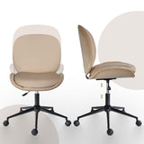 Darrahopens Furniture > Office > Office & Desk Chairs Office Desk Chair - Velvet Armless Swivel Study Seat OVOID PALE KHAKI