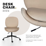 Darrahopens Furniture > Office > Office & Desk Chairs Office Desk Chair - Velvet Armless Swivel Study Seat OVOID PALE KHAKI