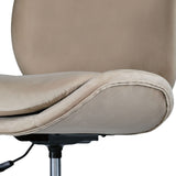 Darrahopens Furniture > Office > Office & Desk Chairs Office Desk Chair - Velvet Armless Swivel Study Seat OVOID PALE KHAKI