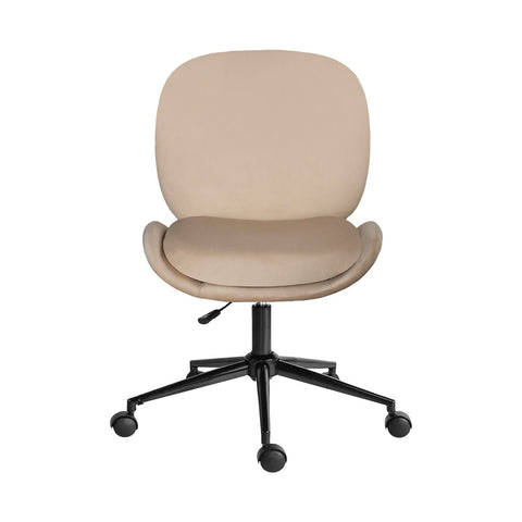 Darrahopens Furniture > Office > Office & Desk Chairs Office Desk Chair - Velvet Armless Swivel Study Seat OVOID PALE KHAKI