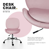 Darrahopens Furniture > Office > Office & Desk Chairs Office Desk Chair - Velvet Armless Swivel Study Seat OVOID PINK